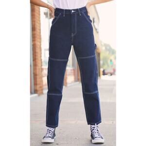 John Galt Brandy Melville Blue Ariana High Pinch Waist Loose Carpenter Jeans SM